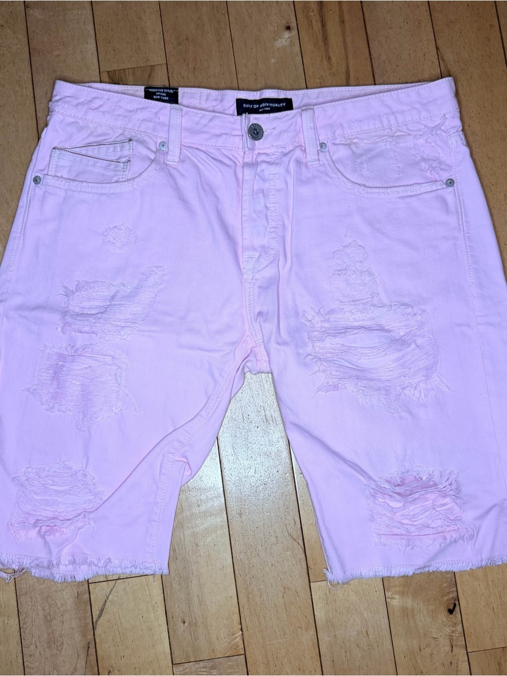 Cult Of Individuality Pink Rebel Shorts Stretch Denim Distressed Men’s 36